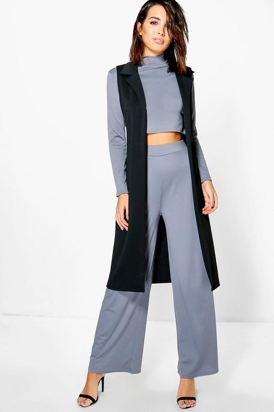 Cheska 3PC Roll Neck Trouser Duster Co-Ord